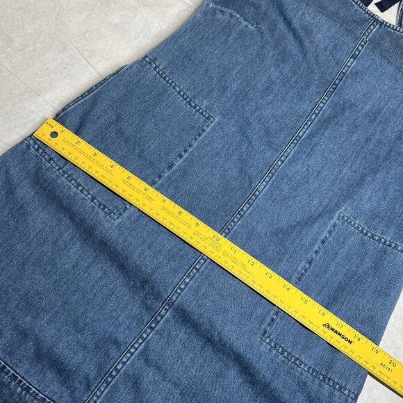 J.Jill Denim XS Petite Shift Tie Dress Blue Cotton Pockets Raw Hem Sleeveless - Picture 5 of 8